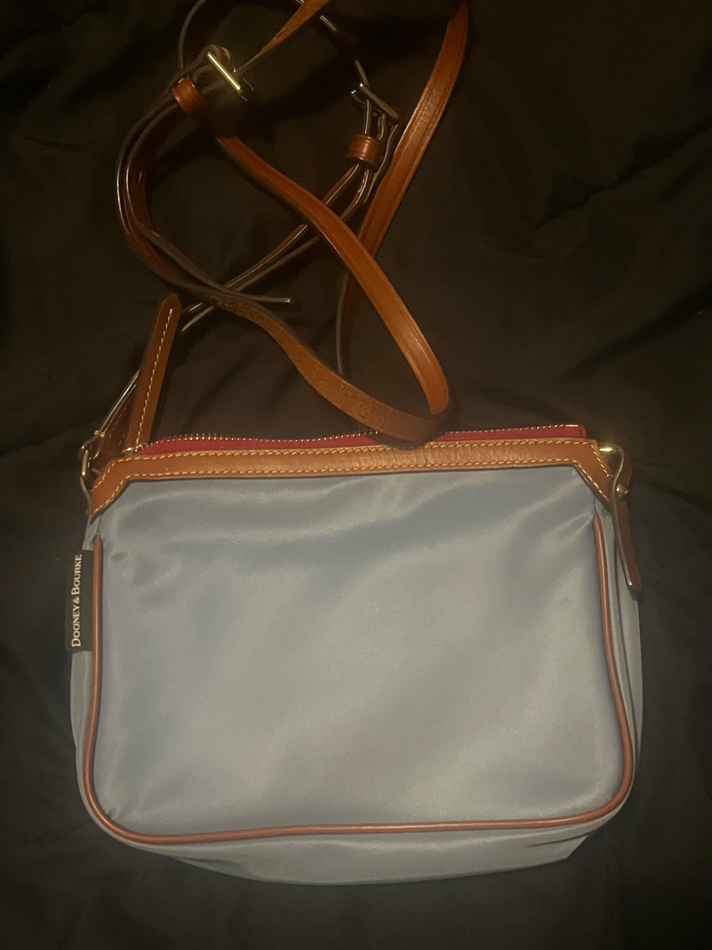 Dooney & Bourke Light Blue Crossbody with Brown Leather Trim - Picture 2 of 5